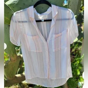 Anthropologie Pink and White Striped Blouse
